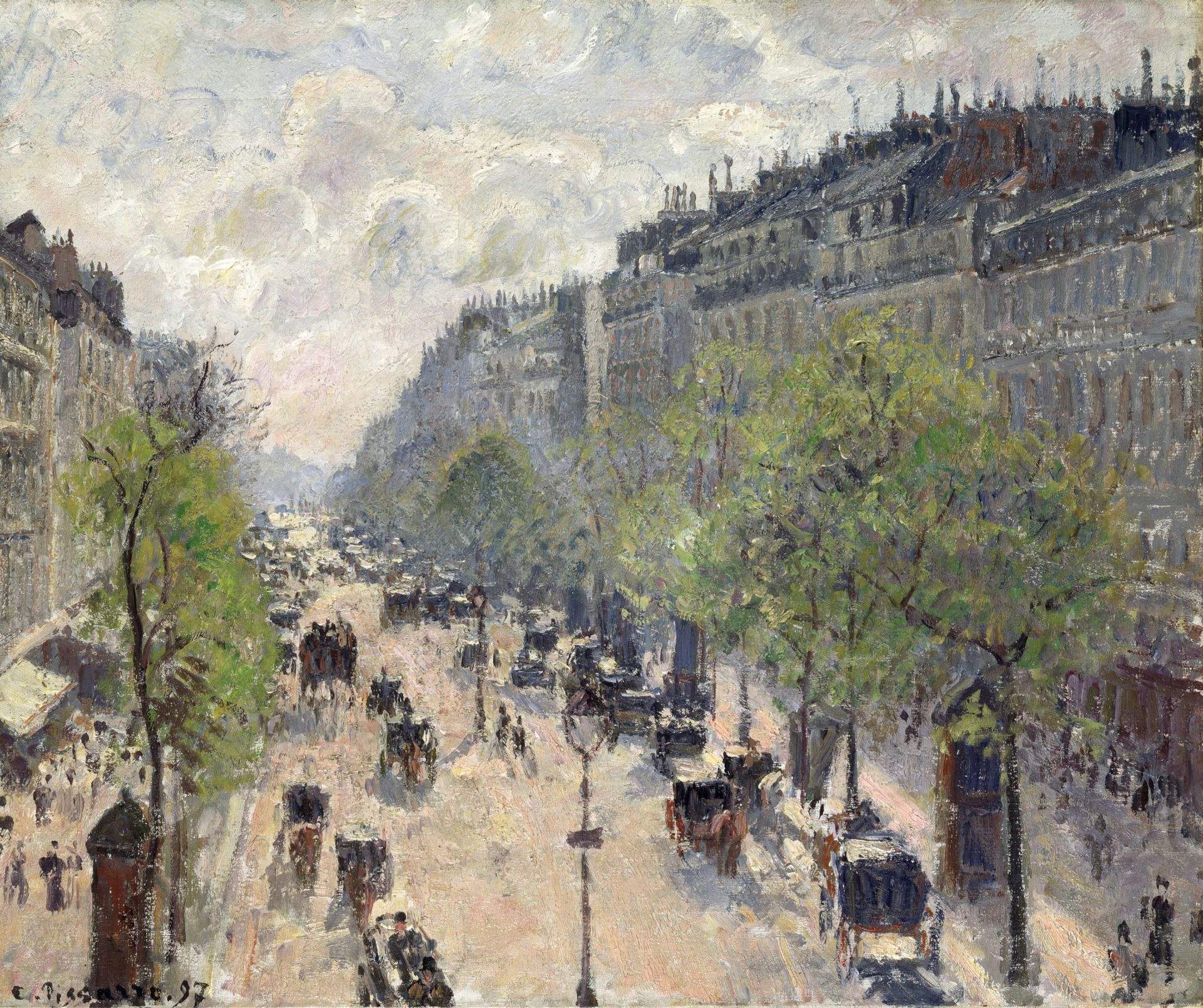 Camille Pissarro, Boulevard Montmartre, Frühling, 1897, Öl auf Leinwand, Museum Langmatt, Stiftung Langmatt Sidney und Jenny Brown, Baden, Schweiz