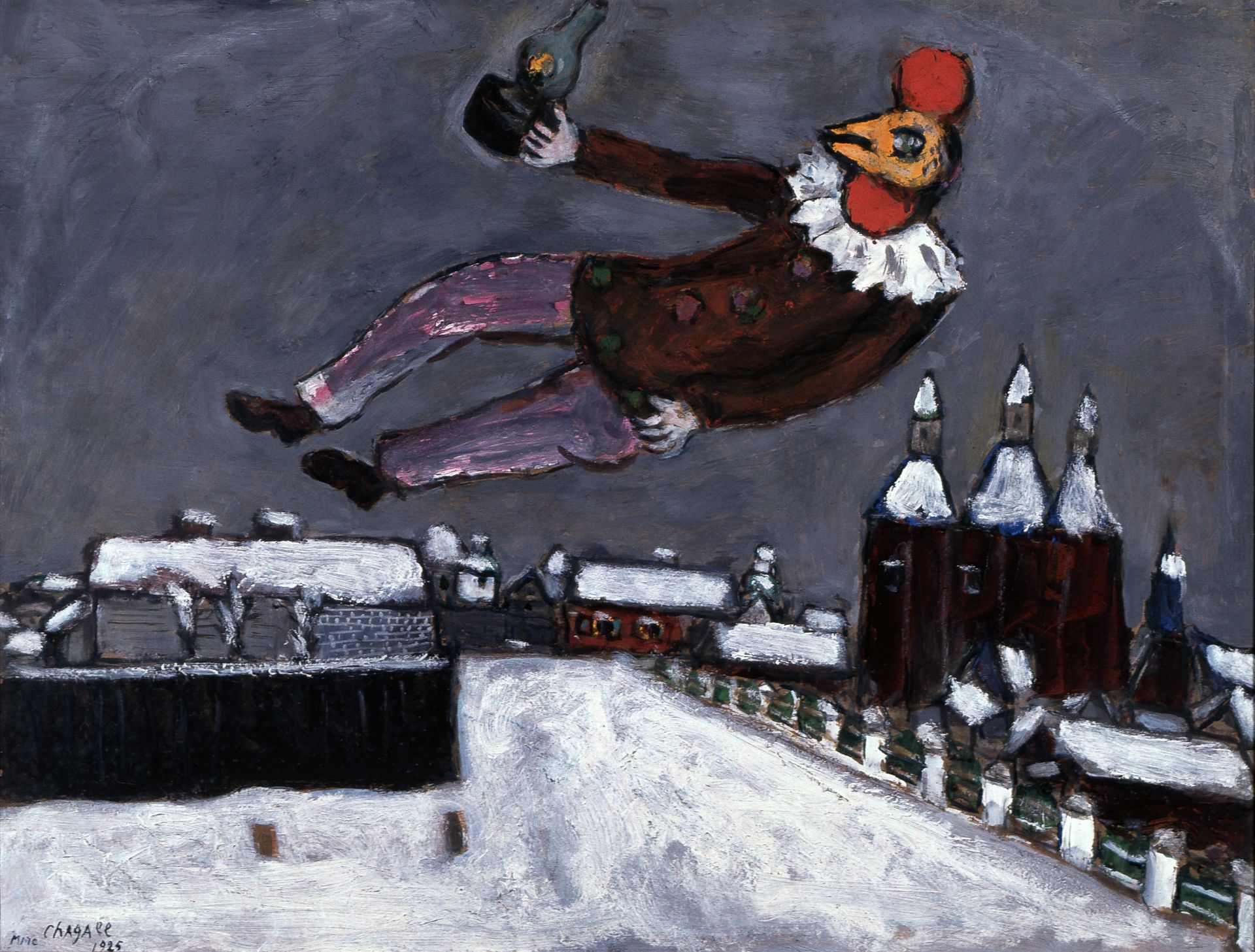 Marc Chagall, Hahn über Witebsk, 1925, Öl auf Karton, Privatsammlung