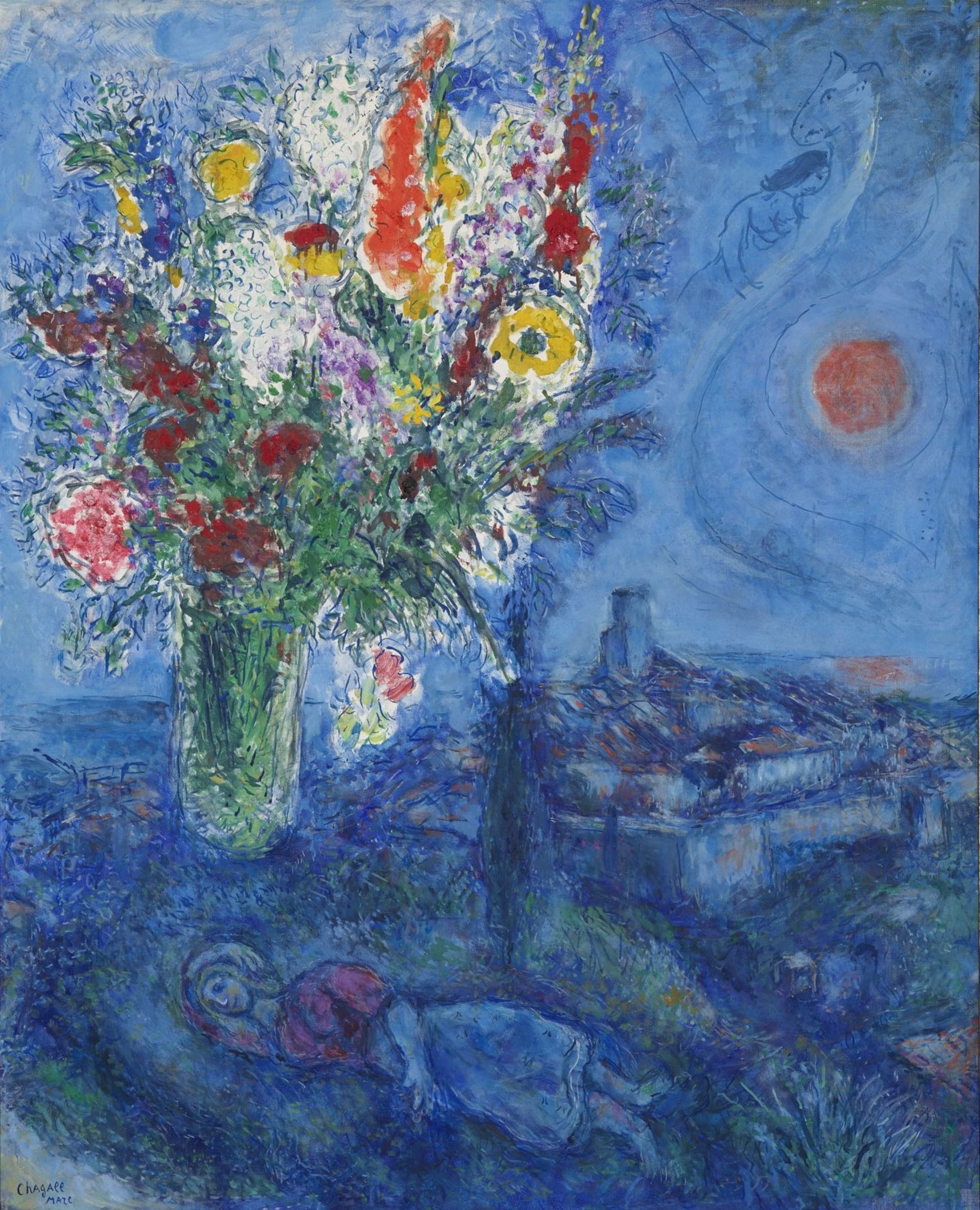 Marc Chagall, Schlafende mit Blumen, 1972, La dormeuse aux fleurs, Öl auf Leinwand, 146 x 118 cm, ALBERTINA, Wien – Sammlung Batliner, ALBERTINA, Wien (Fotos: Daniel Antalfi, Ana Paula Franco, Paul Landl)