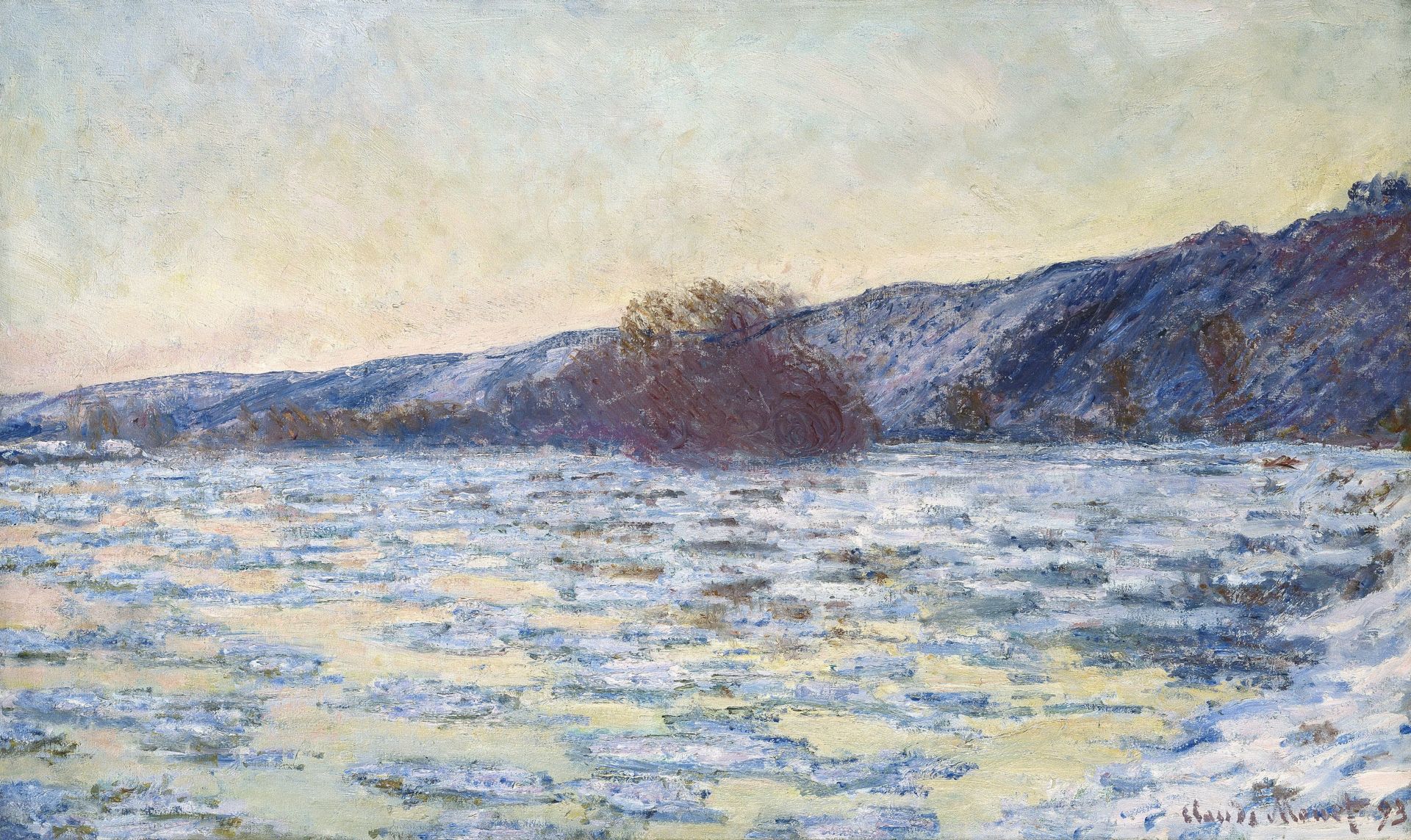 Claude Monet, Eisschollen im Dämmerlicht, 1893, Öl auf Leinwand, Museum Langmatt, Stiftung Langmatt Sidney und Jenny Brown, Baden, Schweiz