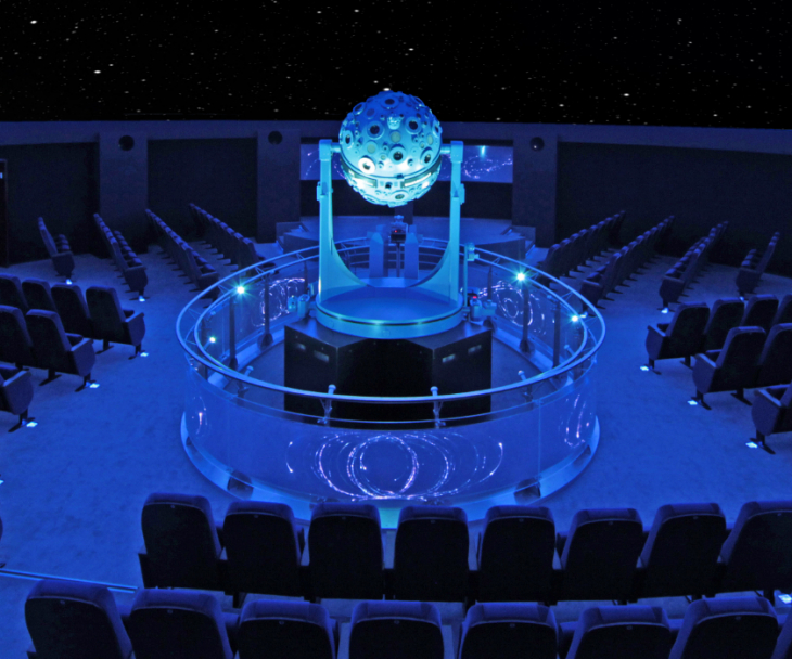 Zeiss Planetarium Bochum, Innenansicht mit Projektor, © Stadt Bochum Presse und Informationsamt Planetarium