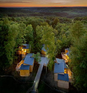 Abendstimmung über den Baumhäusern in Panarbora, © DJH Landesverband Rheinland