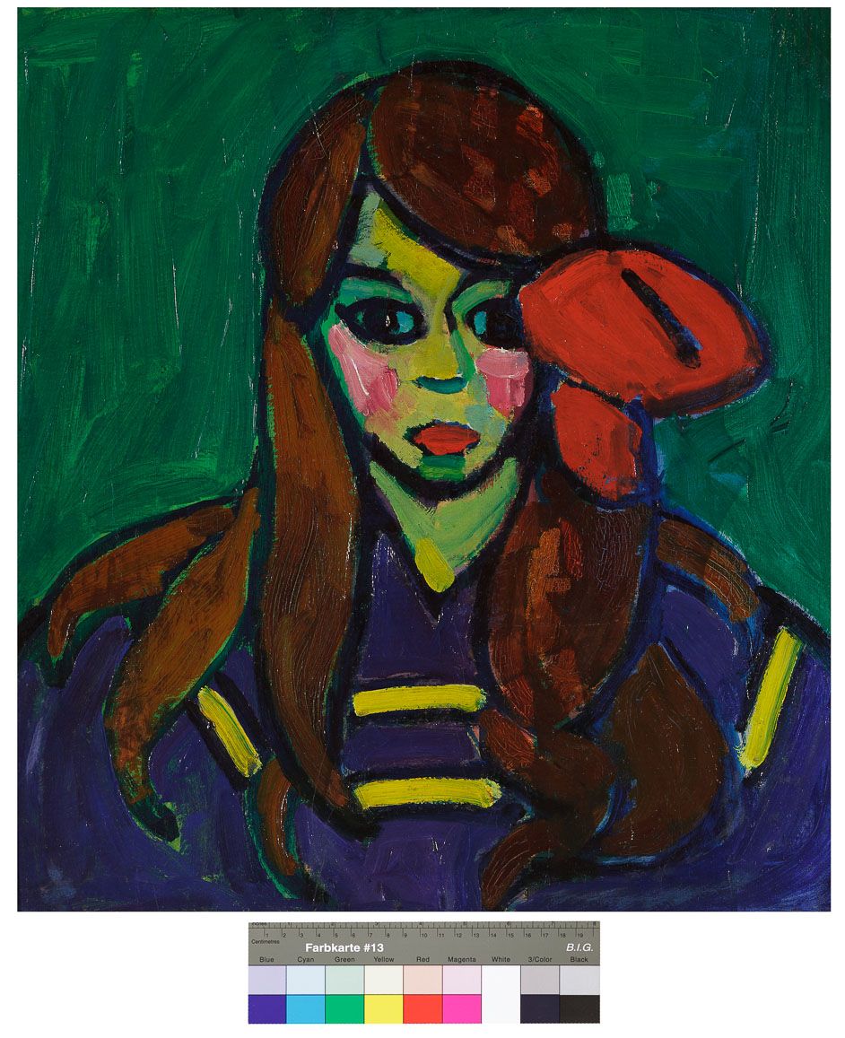 Alexej von Jawlensky, Mädchen mit roter Schleife, um 1909, Öl auf Karton, 54,5 x 50,5 cm, Museumsverein Düren e.V. am Leopold-Hoesch-Museum, Düren