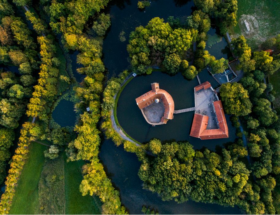 Burg Vischering ist auch aus der Vogelperspektive sehenswert