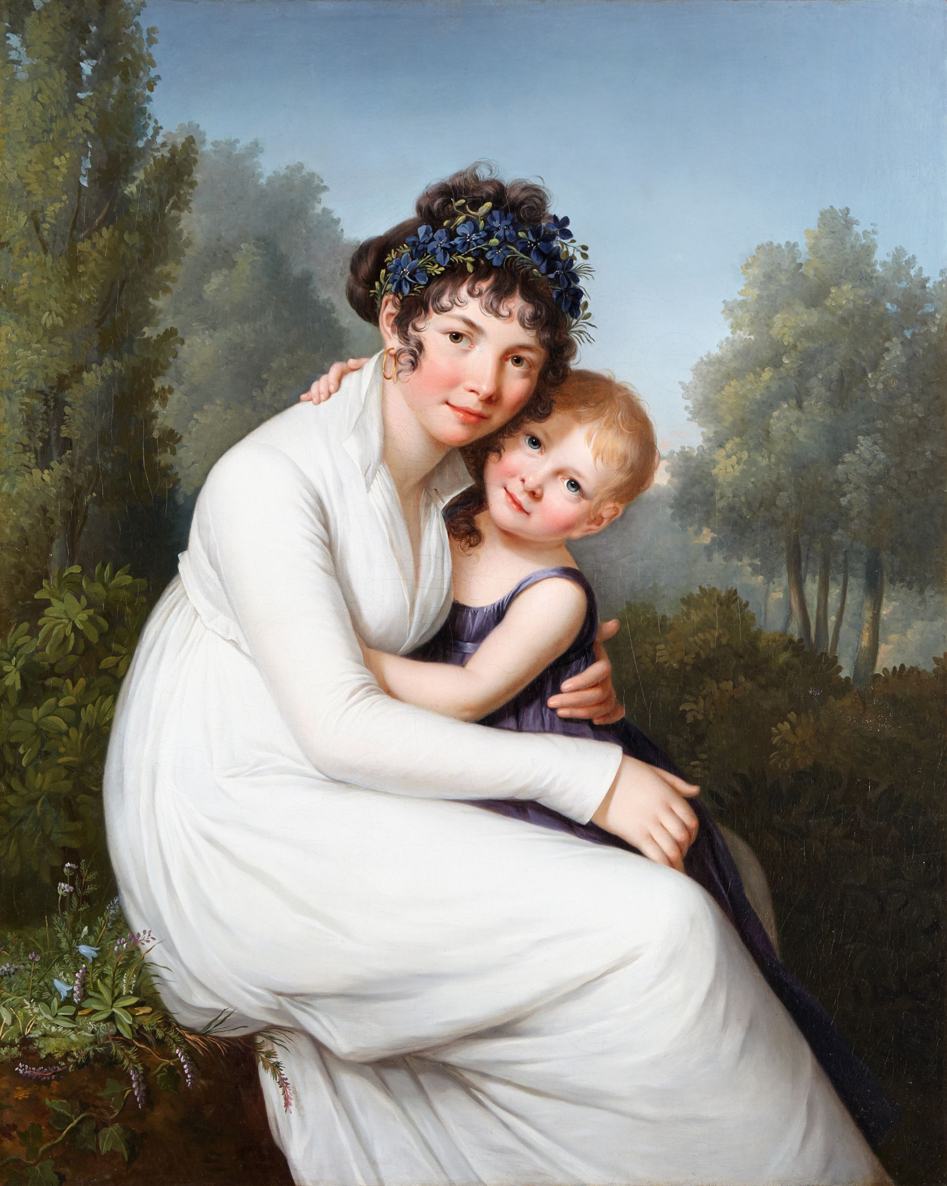 Marie-Victoire Lemoine, Porträt Madame de Lucqui mit ihrer Tochter Anne-Aglaé Deluchi, 1800, Öl auf Leinwand, 100 x 81 cm , Arp Museum Bahnhof Rolandseck, Remagen / Sammlung Rau für UNICEF